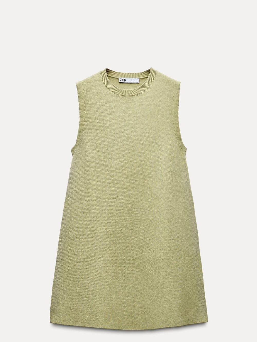 Zara Sleeveless A-Line Knit Dress in Sage Green